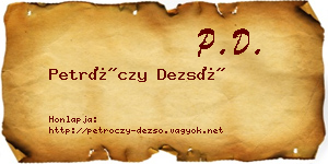Petróczy Dezső névjegykártya