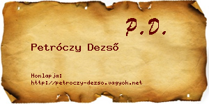 Petróczy Dezső névjegykártya