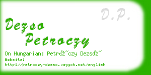 dezso petroczy business card